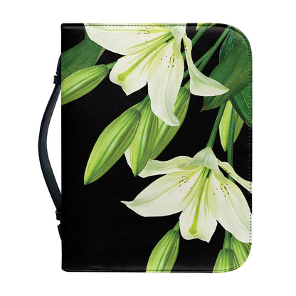 Lily Floral Print Leather Bible Cover
