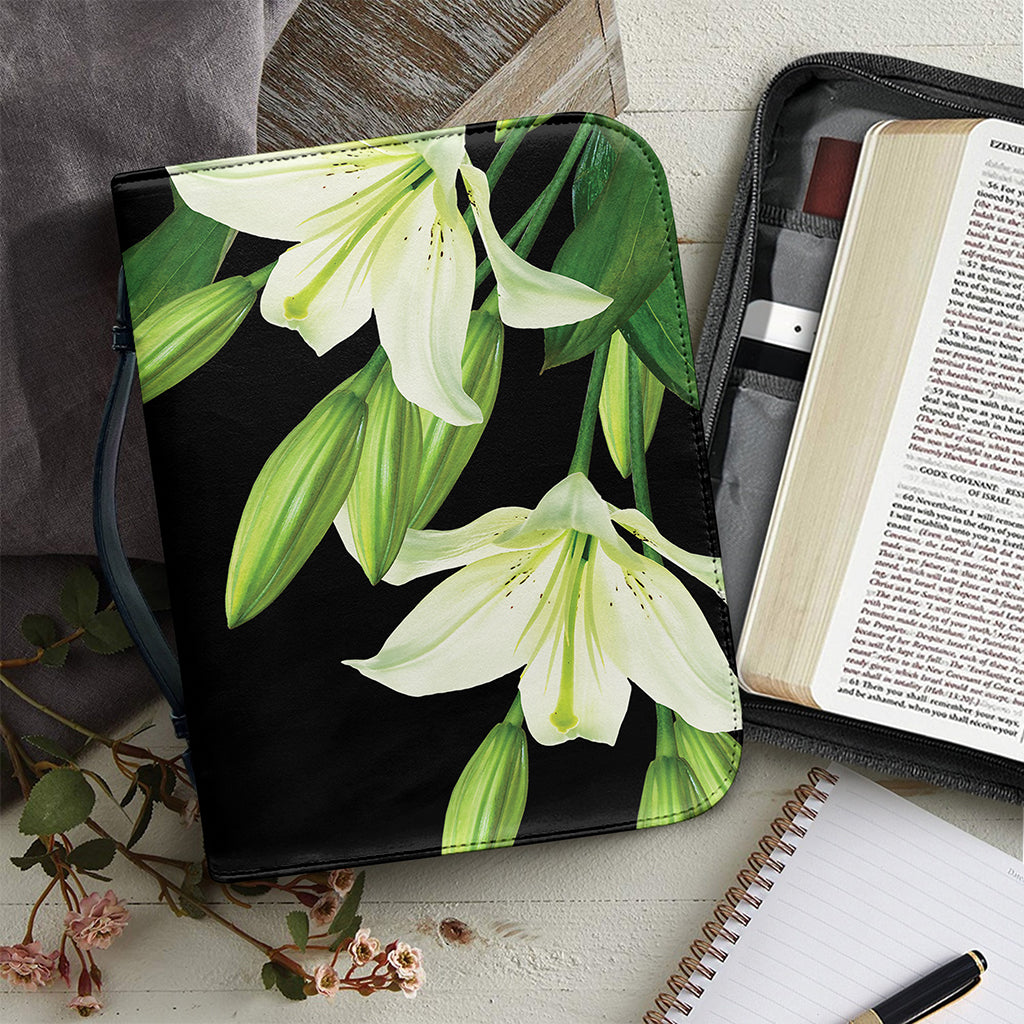 Lily Floral Print Leather Bible Cover