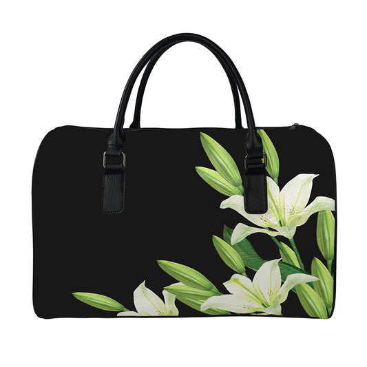Lily Floral Print Leather Duffle Bag