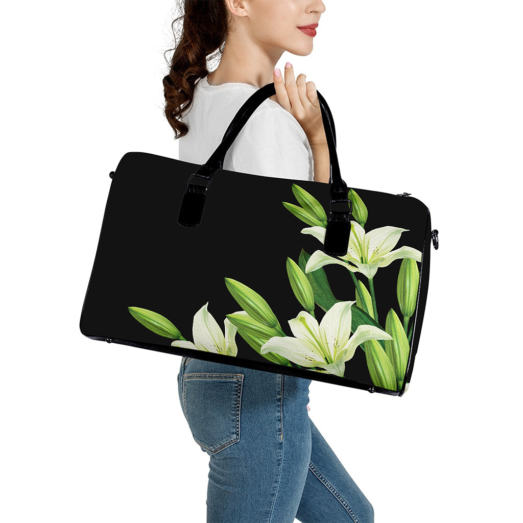 Lily Floral Print Leather Duffle Bag