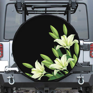 Lily Floral Print Leather Spare Tire Cover