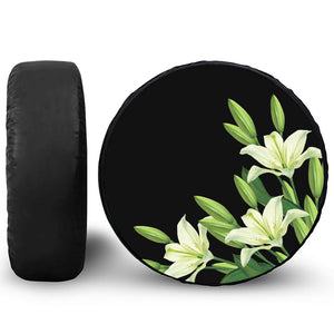 Lily Floral Print Leather Spare Tire Cover