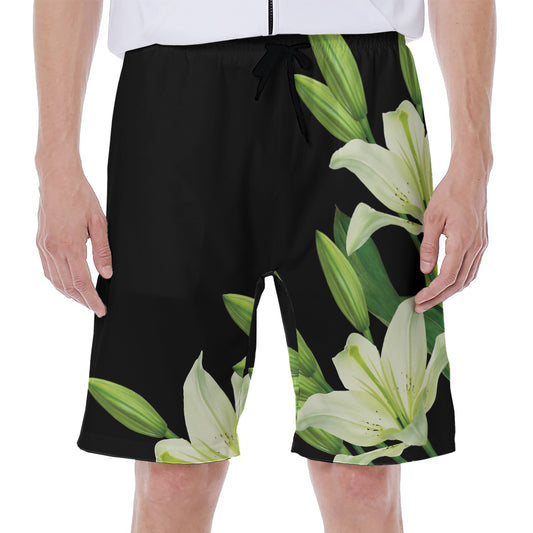 Lily Floral Print Men's Beach Shorts