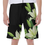 Lily Floral Print Men's Beach Shorts