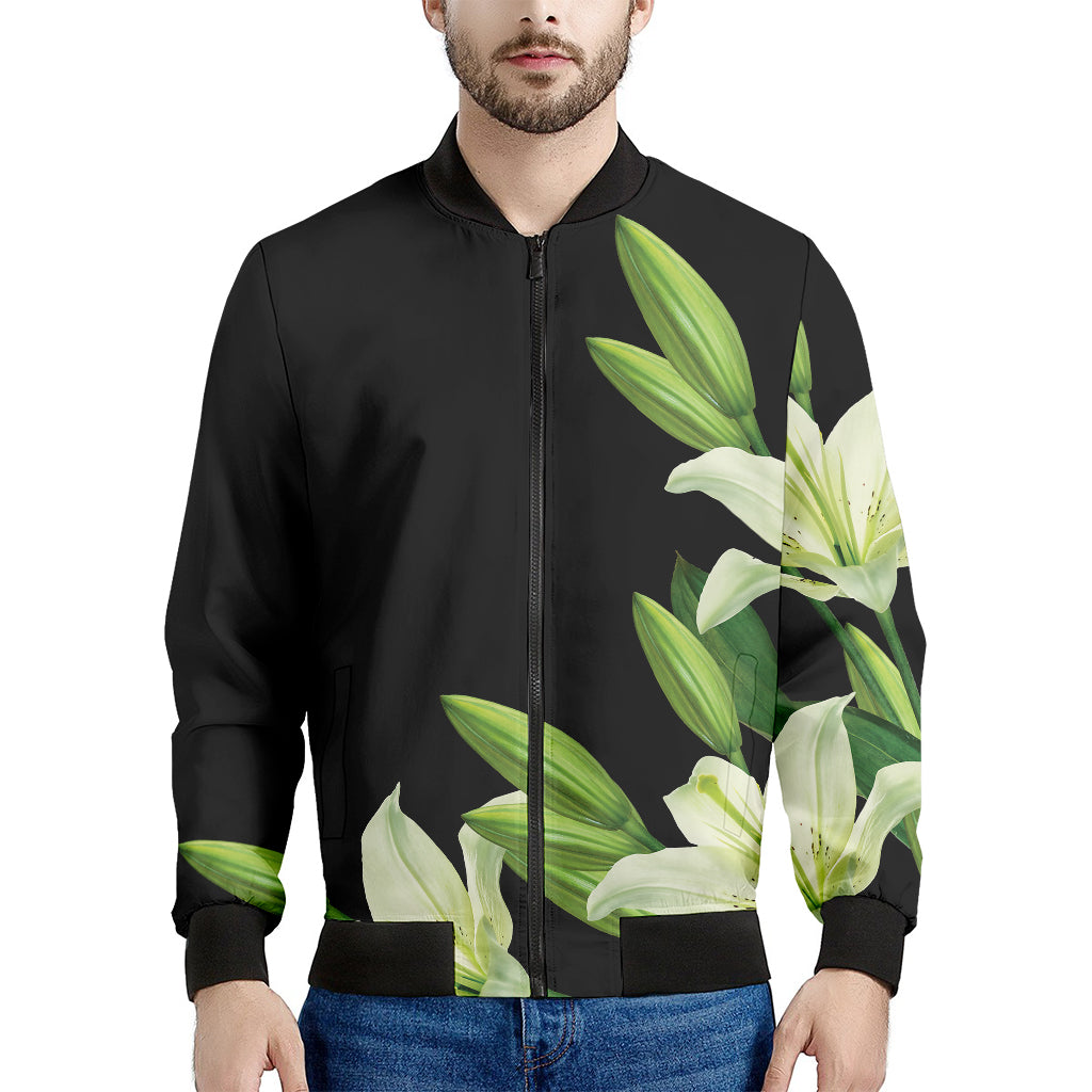 Lily Floral Print Men's Bomber Jacket