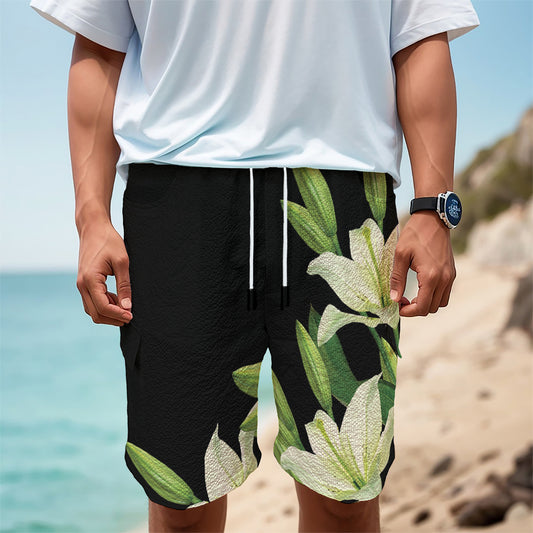 Lily Floral Print Men's Cargo Shorts