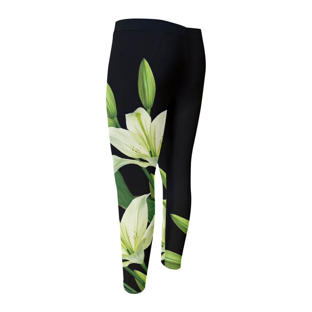 Lily Floral Print Men's Compression Pants