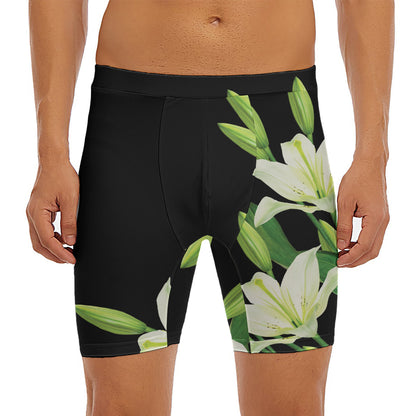 Lily Floral Print Men's Long Boxer Briefs