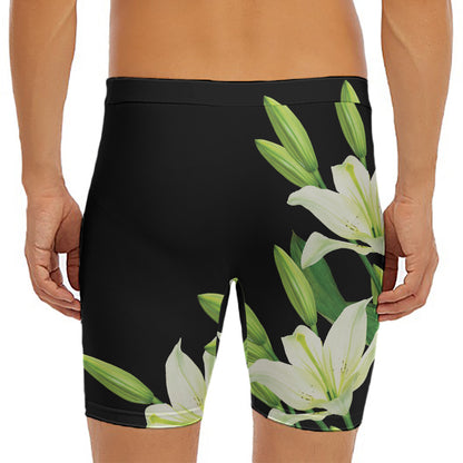 Lily Floral Print Men's Long Boxer Briefs