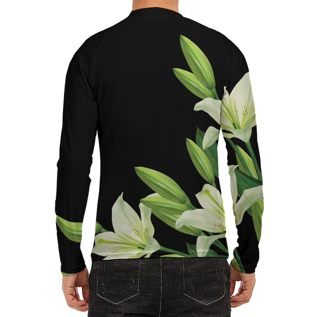 Lily Floral Print Men's Long Sleeve Rash Guard