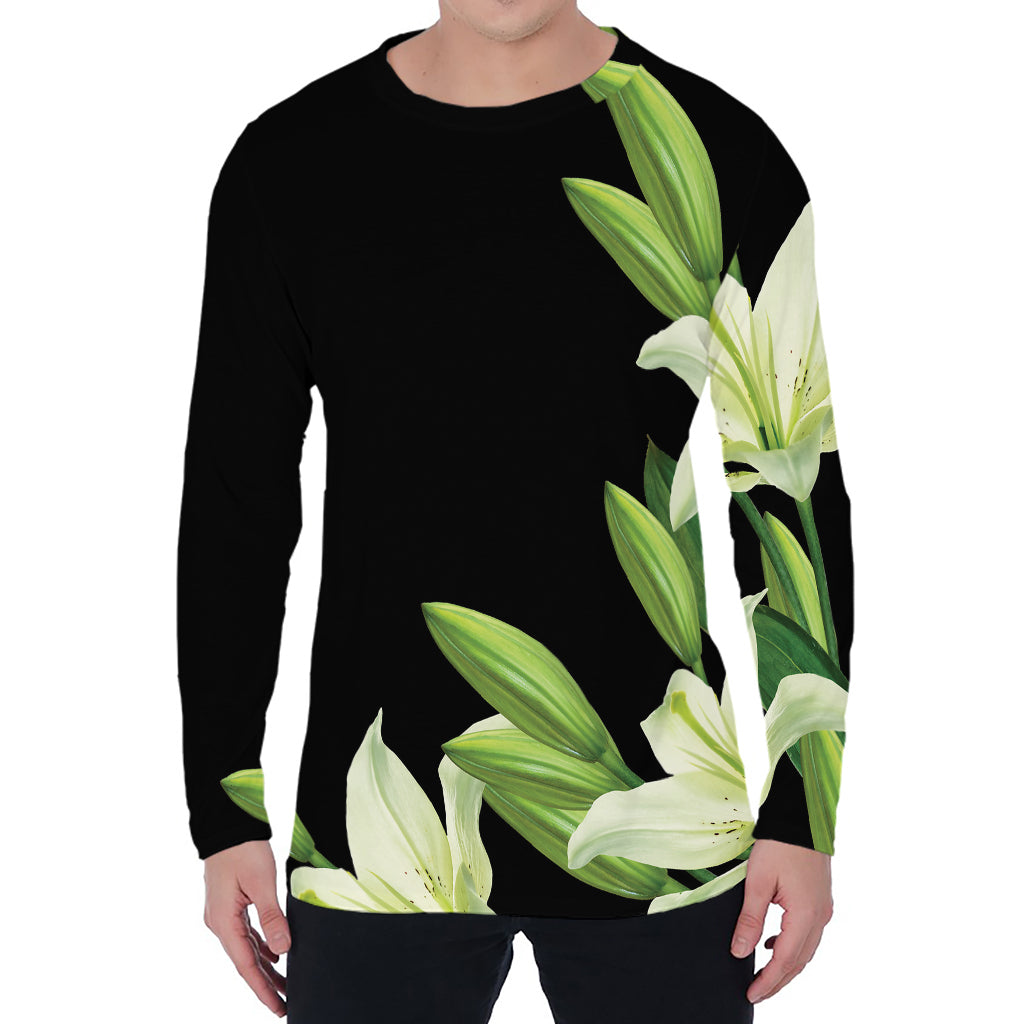 Lily Floral Print Men's Long Sleeve T-Shirt