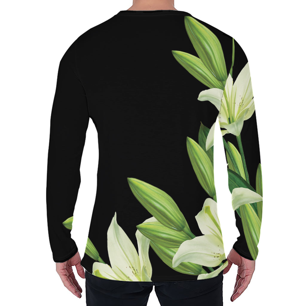 Lily Floral Print Men's Long Sleeve T-Shirt