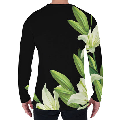 Lily Floral Print Men's Long Sleeve T-Shirt