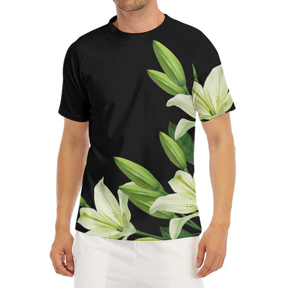Lily Floral Print Men's Short Sleeve Rash Guard