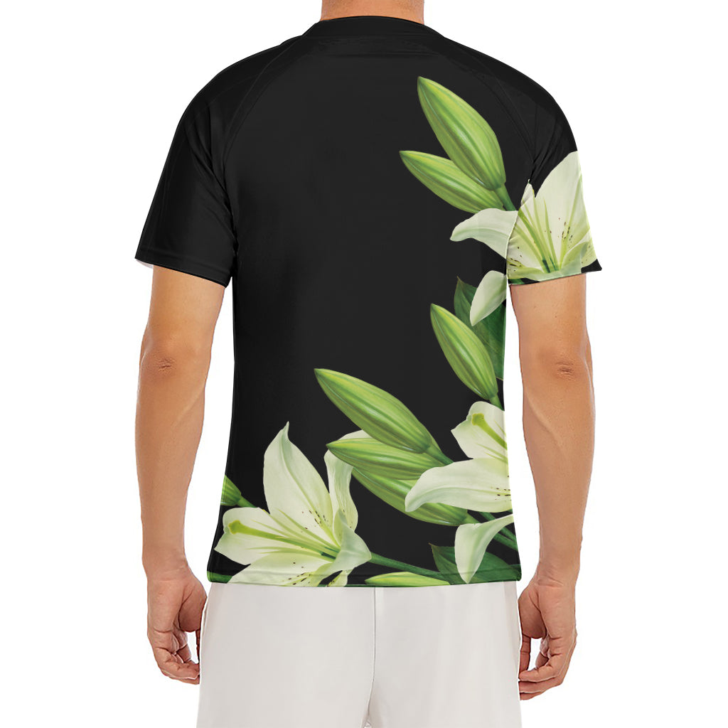 Lily Floral Print Men's Short Sleeve Rash Guard