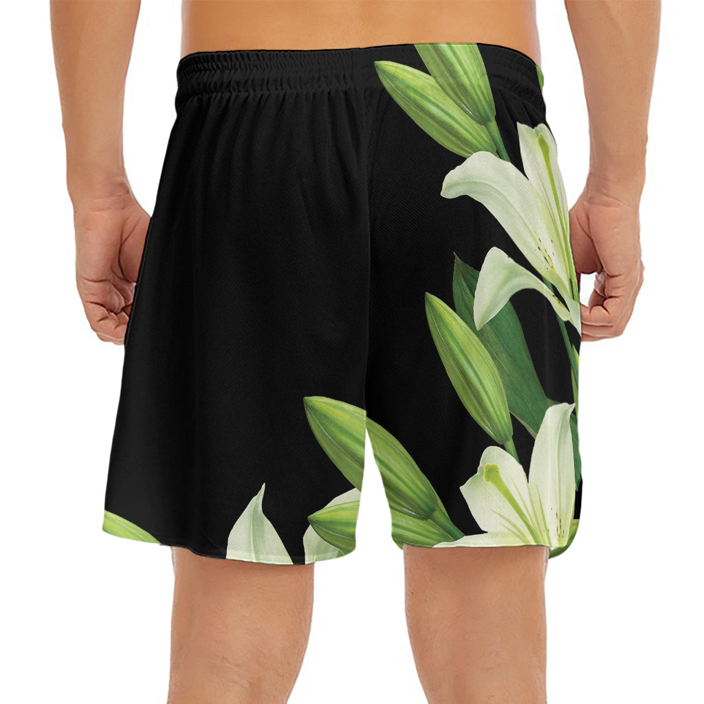Lily Floral Print Men's Split Running Shorts