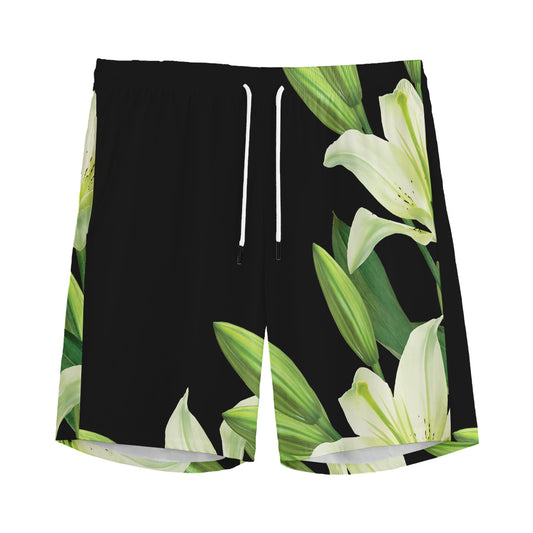 Lily Floral Print Men's Sports Shorts