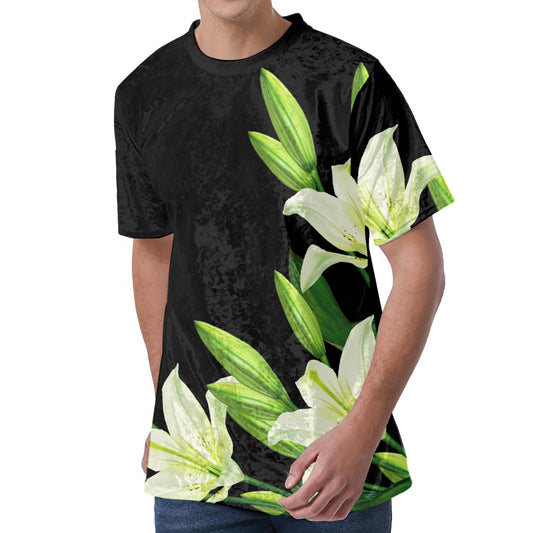 Lily Floral Print Men's Velvet T-Shirt