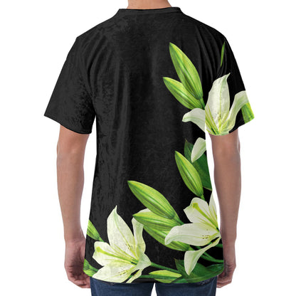 Lily Floral Print Men's Velvet T-Shirt