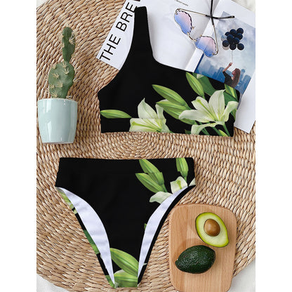 Lily Floral Print One Shoulder Bikini Top