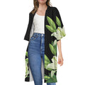 Lily Floral Print Open Front Beach Cover Up