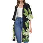 Lily Floral Print Open Front Beach Cover Up