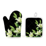 Lily Floral Print Oven Mitt And Pot Holder Set