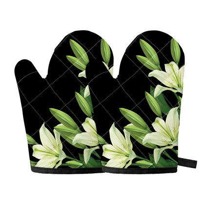 Lily Floral Print Oven Mitts