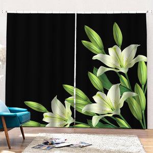 Lily Floral Print Pencil Pleat Curtains