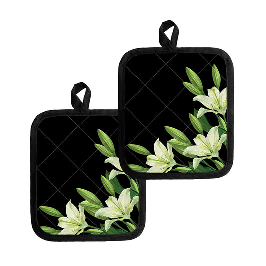 Lily Floral Print Pot Holders
