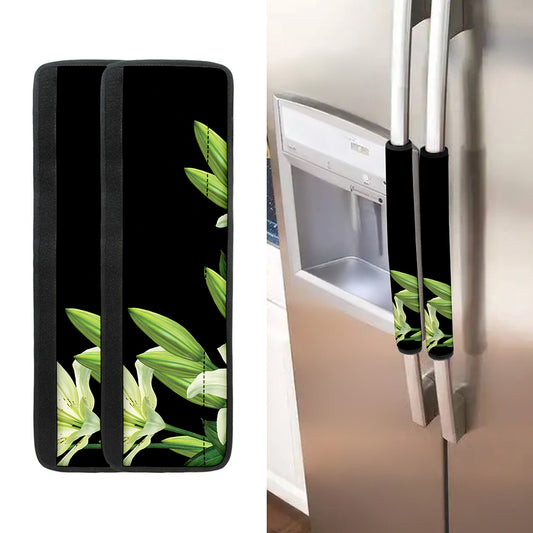 Lily Floral Print Refrigerator Handle Covers