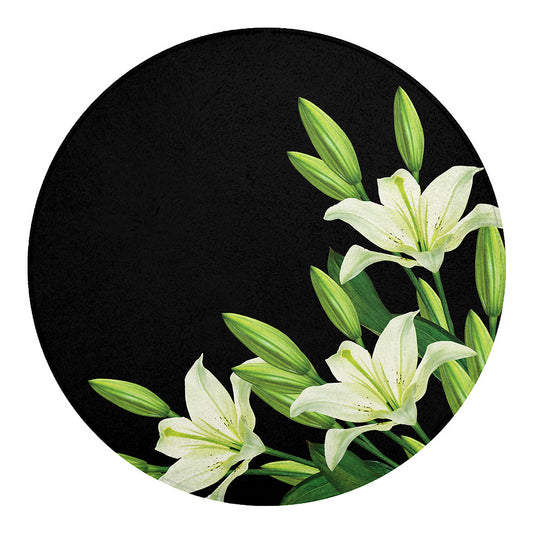 Lily Floral Print Round Blanket