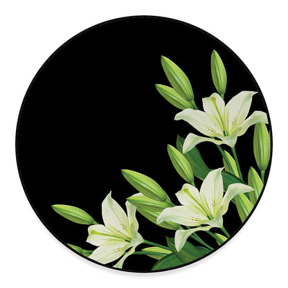 Lily Floral Print Round Floor Mat