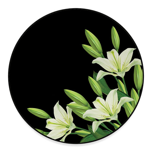 Lily Floral Print Round Floor Mat