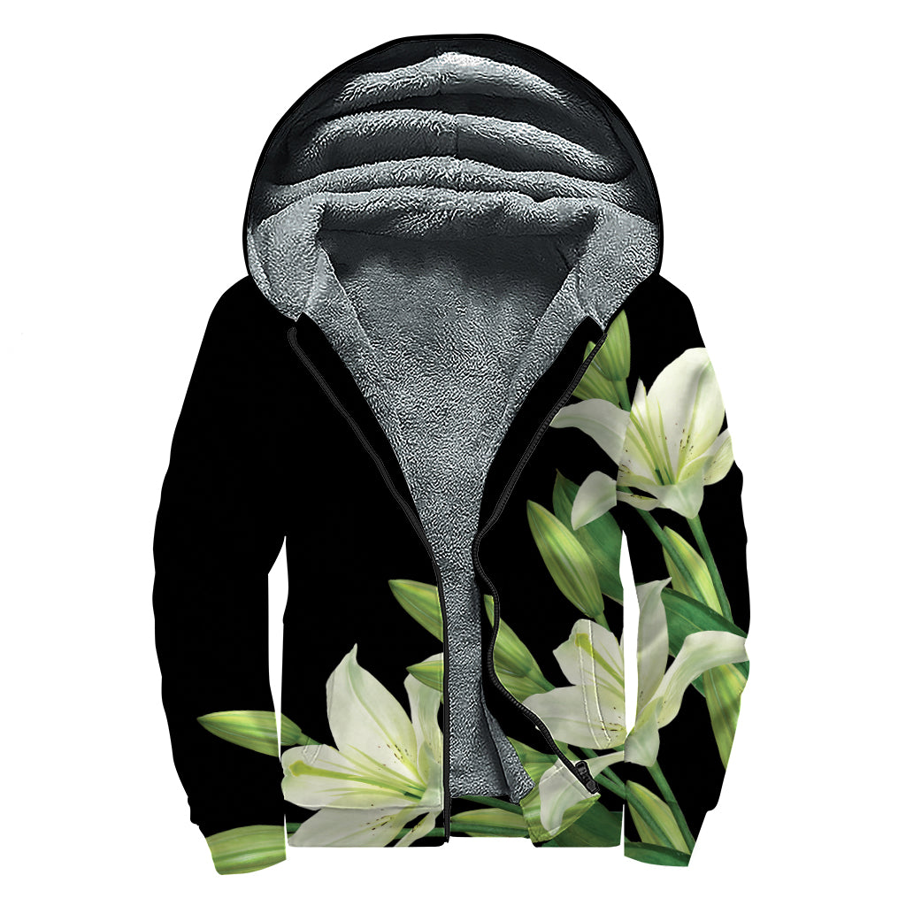 Lily Floral Print Sherpa Lined Zip Up Hoodie