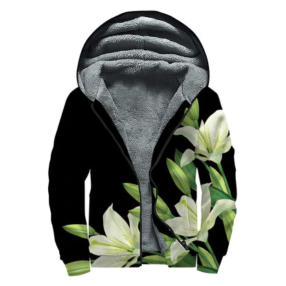 Lily Floral Print Sherpa Lined Zip Up Hoodie