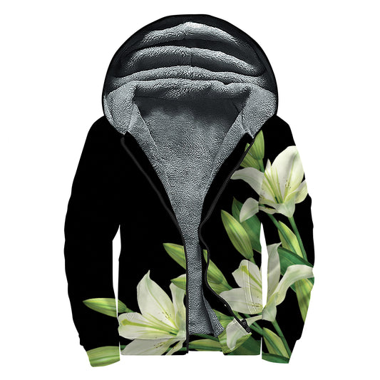 Lily Floral Print Sherpa Lined Zip Up Hoodie