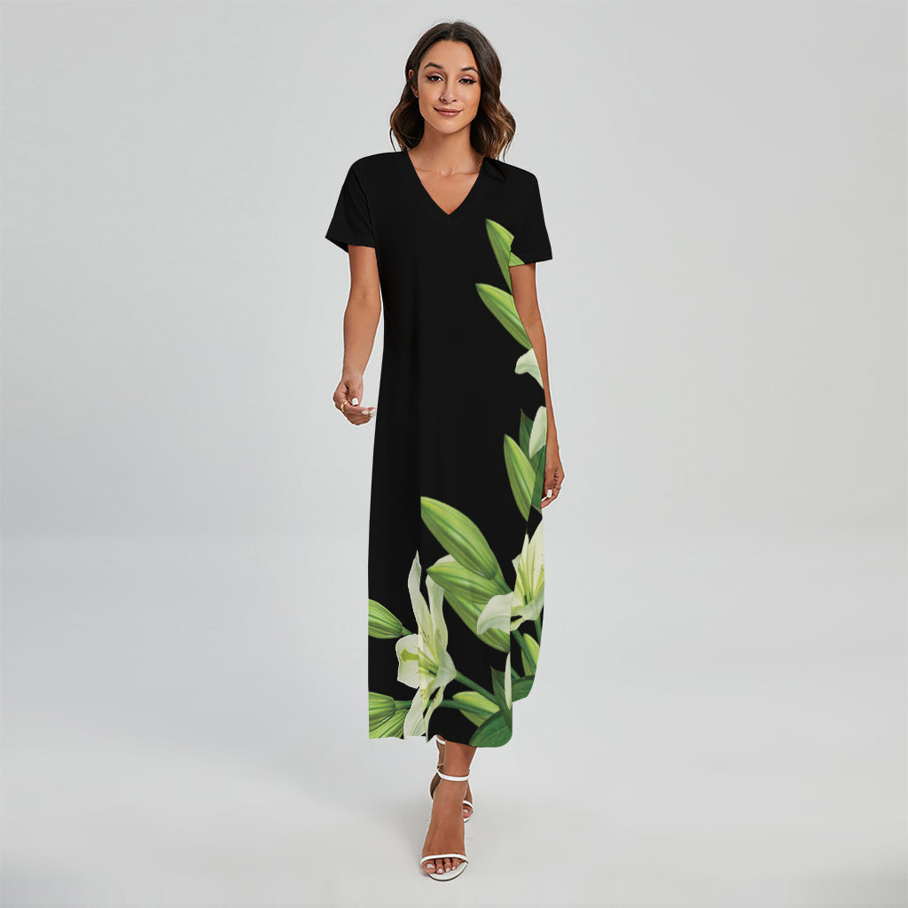 Lily Floral Print Short Sleeve Maxi Dress