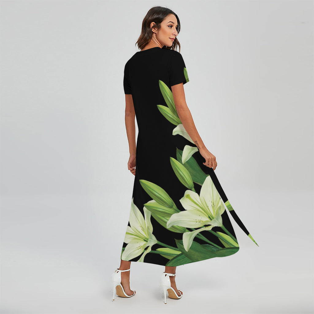 Lily Floral Print Short Sleeve Maxi Dress