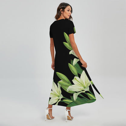Lily Floral Print Short Sleeve Maxi Dress