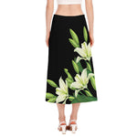 Lily Floral Print Side Slit Midi Skirt