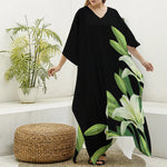 Lily Floral Print Silk V-Neck Kaftan Dress