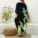 Lily Floral Print Silk V-Neck Kaftan Dress