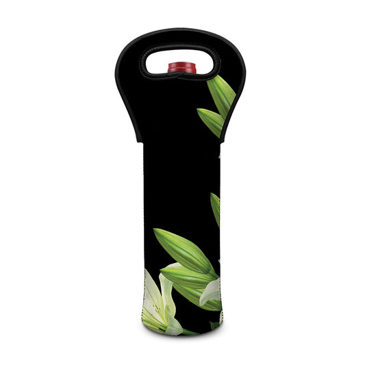 Lily Floral Print Single Neoprene Wine Tote