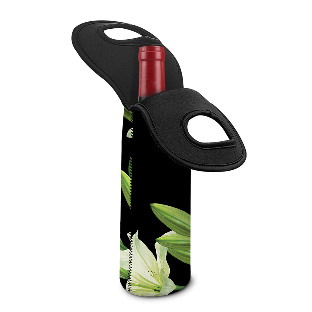 Lily Floral Print Single Neoprene Wine Tote