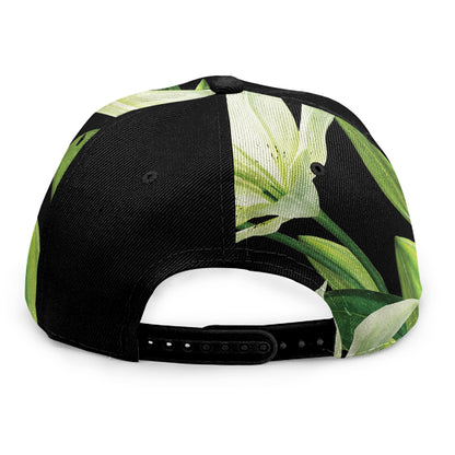 Lily Floral Print Snapback Cap