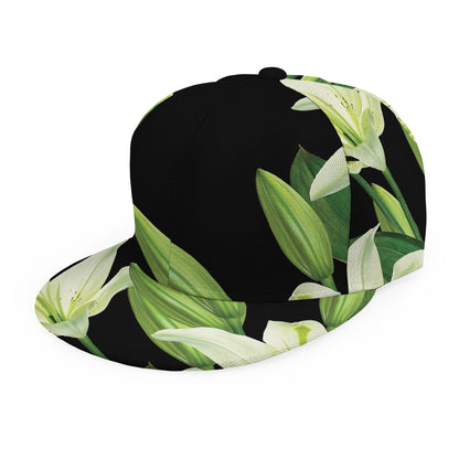 Lily Floral Print Snapback Cap