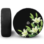 Lily Floral Print Tire Cover With Camera Hole