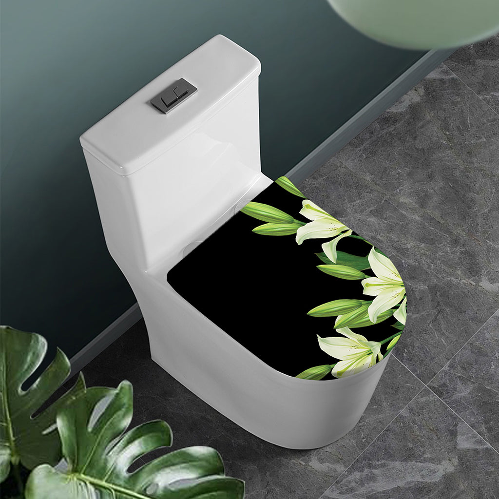 Lily Floral Print Toilet Lid Cover