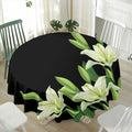 Lily Floral Print Waterproof Round Tablecloth